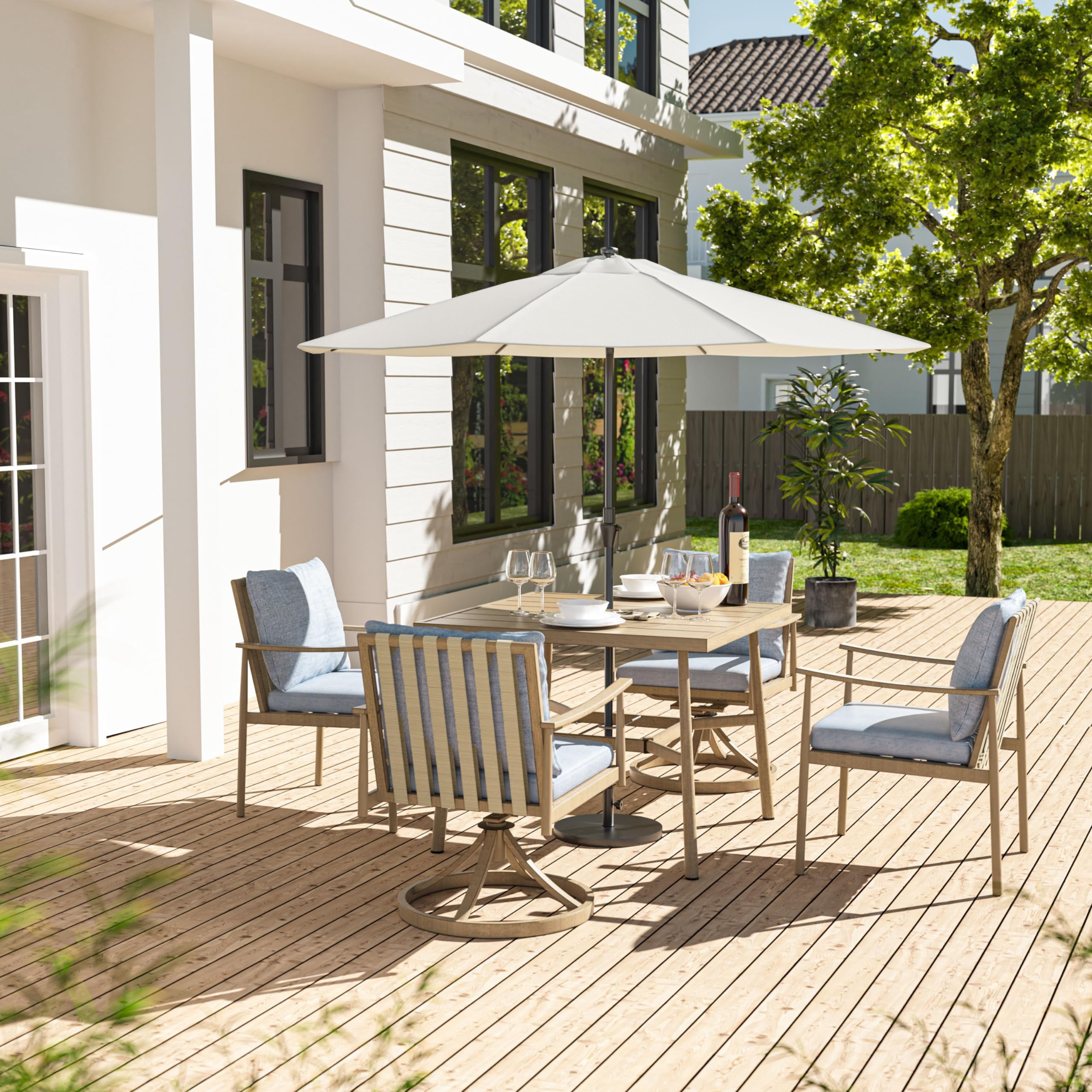Aluminum Outdoor Dining Chairs Set of 2, Patio Dining Chairs with Cushion, Backrest and Armrest