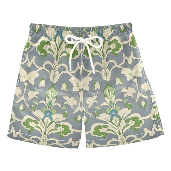 FORMRS Boys Swim Trunks Quick Dry Mesh Liner Boardshorts Sizes XS-XL, Beige Floral