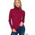 thumbnail image 2 of Zenana Women & Plus Microfiber Mock Turtleneck Long Sleeve Lightweight Tee Shirt Top, 2 of 5