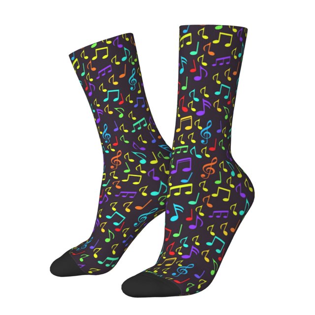 Balery Musical Notes Calcetas Largas con Estampado para Hombre y Mujer – Suaves y Transpirables, Talla Única (US 5-11)