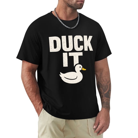 Duck It Men's Graphic Short Sleeve Crewneck T-Shirt Black Medium