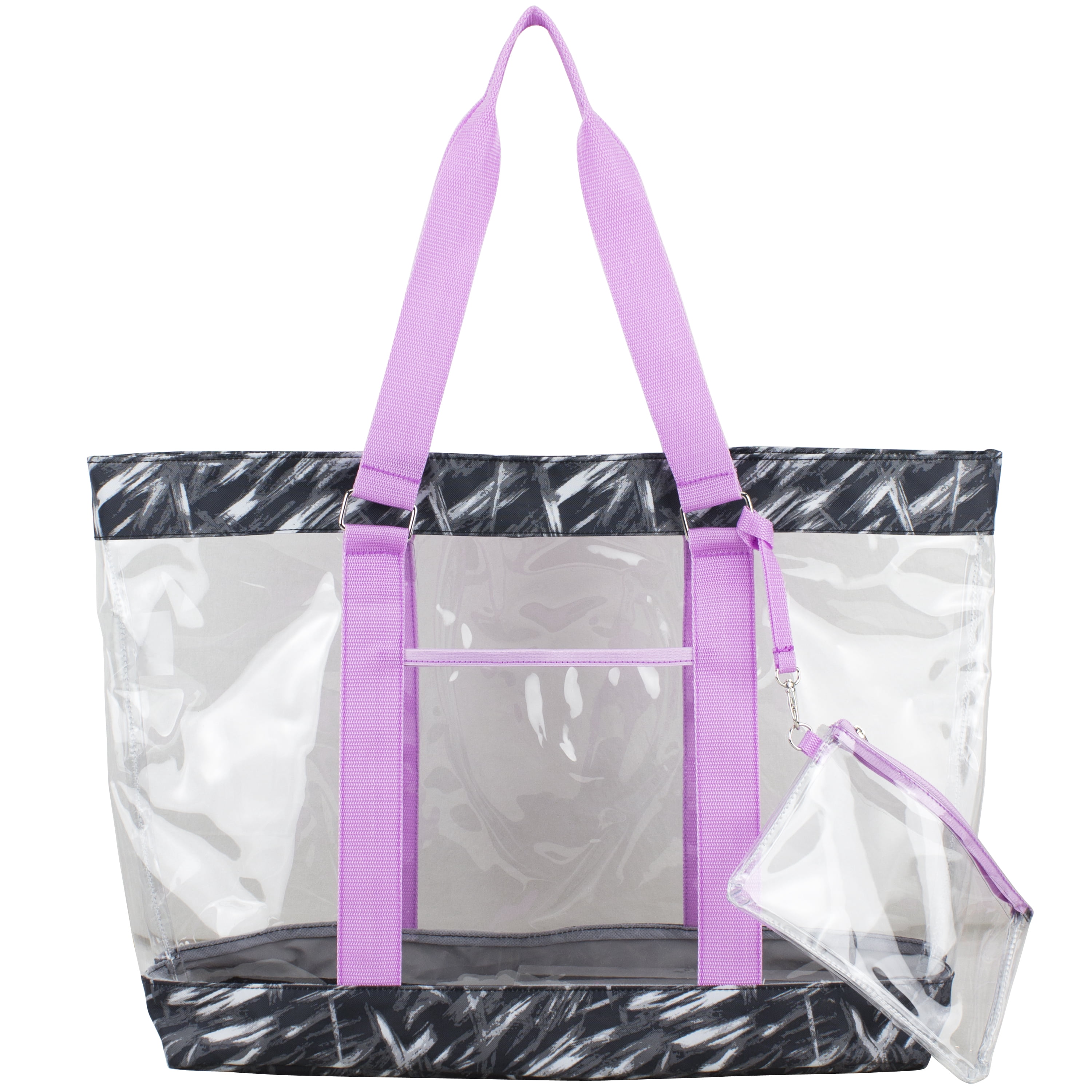 Eastsport Supreme Deluxe Clear Tote with Wristlet, Lavender Brushstrokes