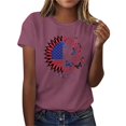 thumbnail image 4 of Women's T-shirts Independence Day Tops Short Sleeves Crew Neck T-shirt for Women with Printed Graphic Simple Pattern Summer Casual Daily Outfit Essentials Ship in 2 Days, 4 of 7