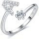 thumbnail image 1 of Anillo de letra para mujer en plata de ley 925 con letra AZ ajustable y abierta, joyería con caja de regalo, 1 of 4