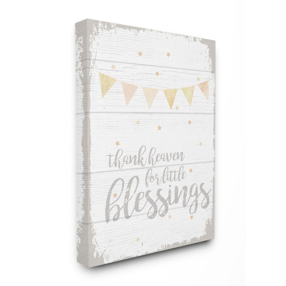 The Kids Room by Stupell Thank Heaven Blessing Yellow Kids Word Design Canvas Wall Art by Daphne Polselli