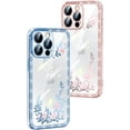 thumbnail image 4 of Compatible with iPhone 14 Pro Max Case Bling Glitter Case Electroplated Diamond Crystal Clear Flowers Shine Luxury Sparkle Fashion Protection Shockproof Cover for Women Girls, 4 of 10