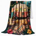 thumbnail image 2 of Tropical Camper Sunset Scene Flamingo Surfboard, Rustic Camping Scene, Warm Flannel Blanket for Cabin and Lodge, Outdoor Lovers Christmas Gift, Festive Home Decor, 2 of 8