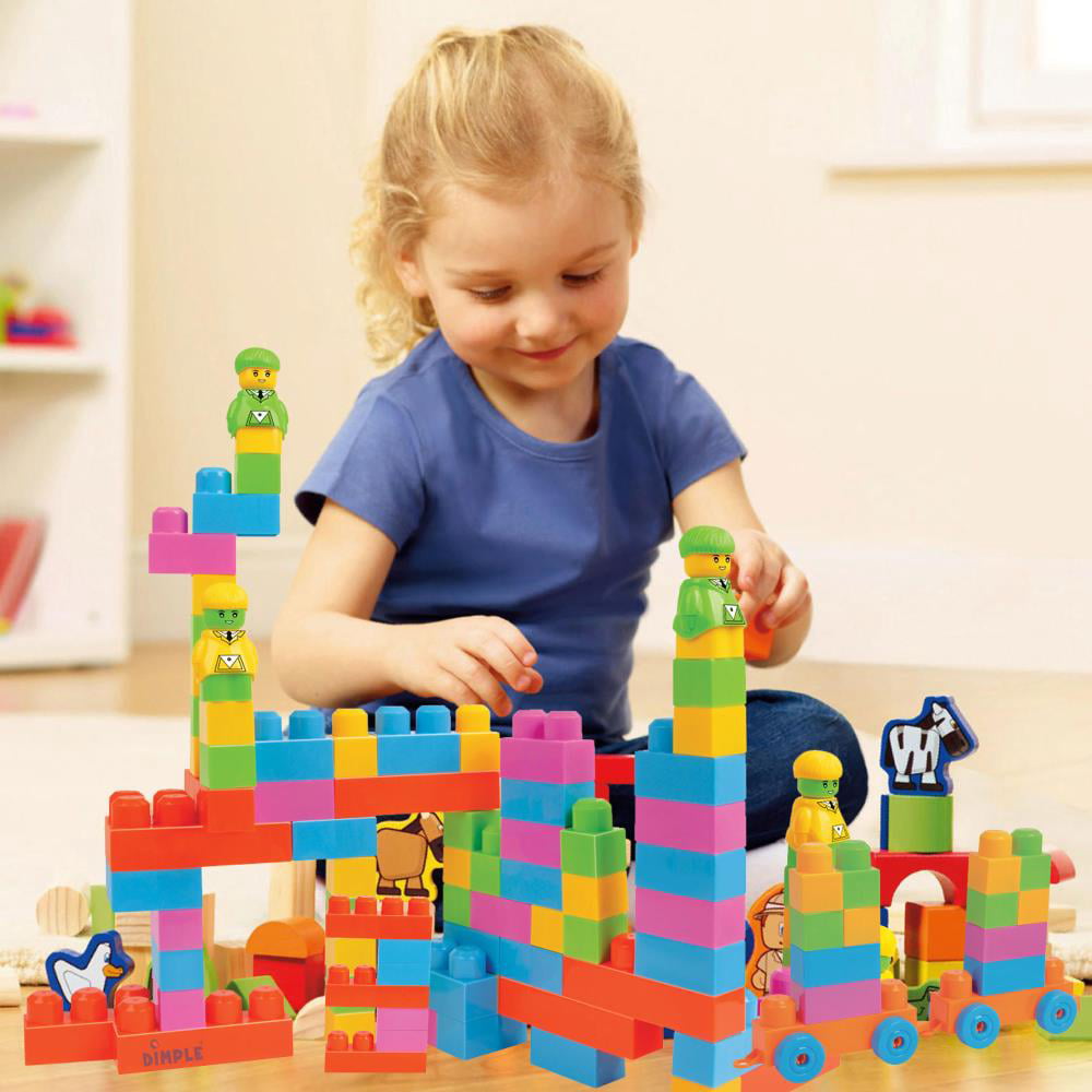 Dimple Large Building Blocks For Kids 225 Piece Set Stackable Multi