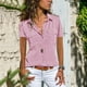 thumbnail image 2 of Verano y otoño nuevas camisas de mujer solapa camisas de manga corta ropa de mujer MABOTO Redwine M, 2 of 4