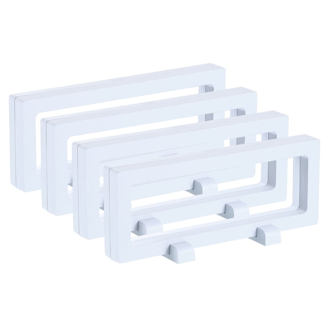 Uxcell 4 Pcs 3D Vitrina Flotante, Soporte de Exhibición de Marco Flotante de 7.1 x 2.8 x 0.8 Pulgadas, Caja de Almacenamiento de Joyas Transparente PE, Blanca