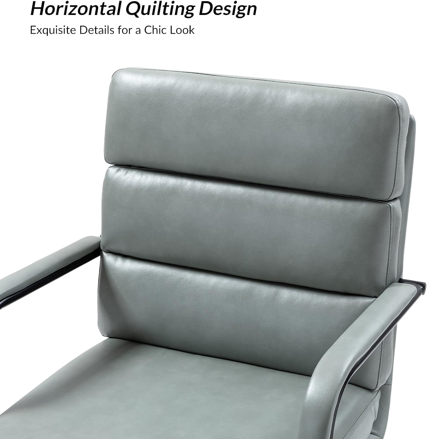 Faux Leather Home Office Chair, Swivel Task Desk Chair with Padded Cushion, Sage