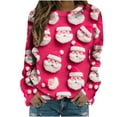 thumbnail image 5 of Tdoqot Christmas Sweatshirts for Women Cute Long Sleeve Winter Shirts Plus Size Casual 3D Print Crew Neck Gift Tops Hot Pink Size 2XL, 5 of 5