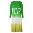 thumbnail image 2 of ITSAME Womens Plus Size Dress, Color Block Casual Loose Long Sleeve Pullover Cotton Long Dress Green M, 2 of 4