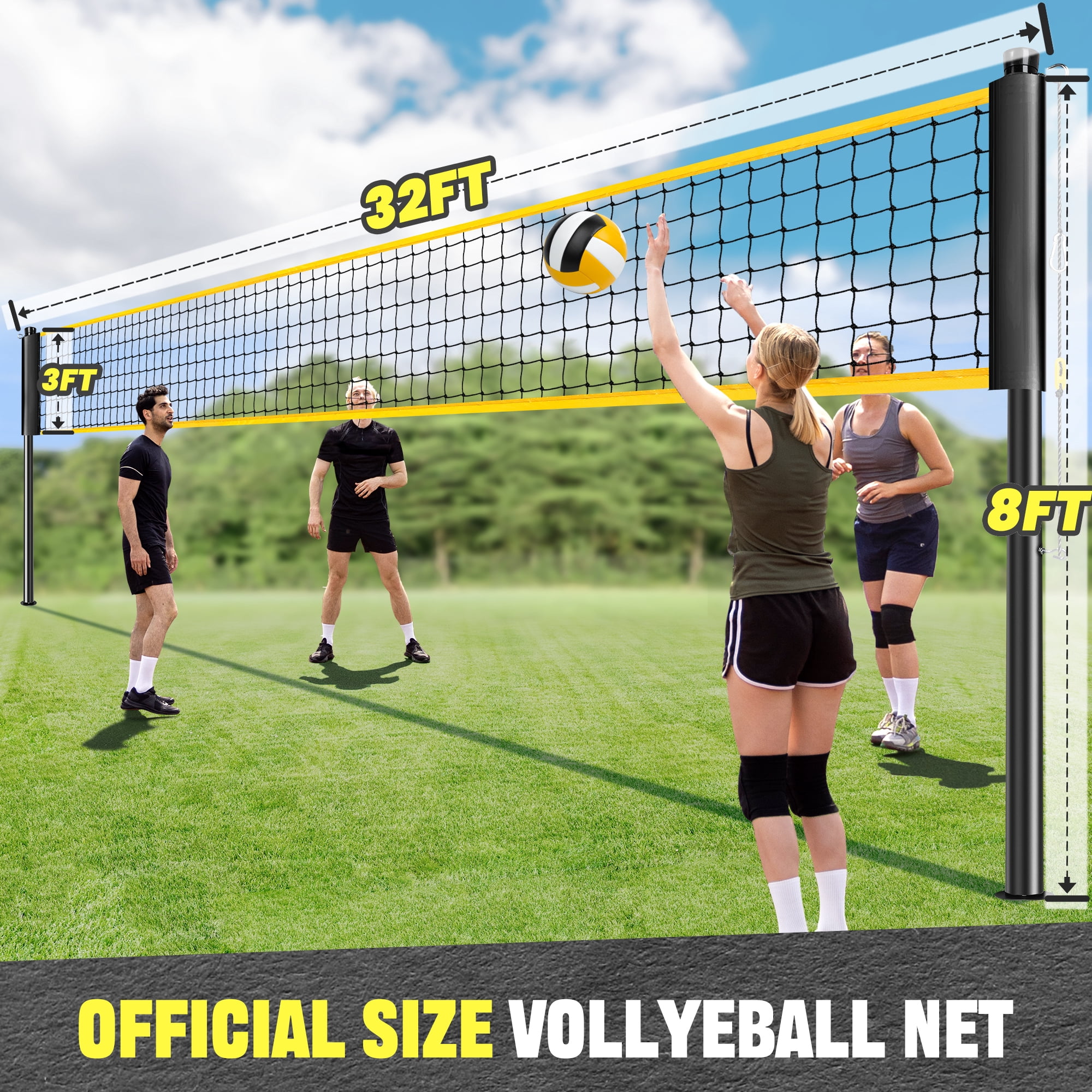 CureCalor Volleyball Net Set, 3 Heights Adjustable for Beach Backyard, PU Volleyball with Carrying Bag and Pump