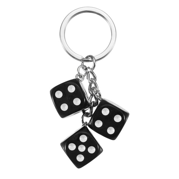 Encanto de llavero de dado de la suerte Uxcell, cubo cuadrado 3D de resina, llaveros mini dados con 3 colgantes para bolso, billetera, bolso, coche, accesorios de teléfono celular, negro