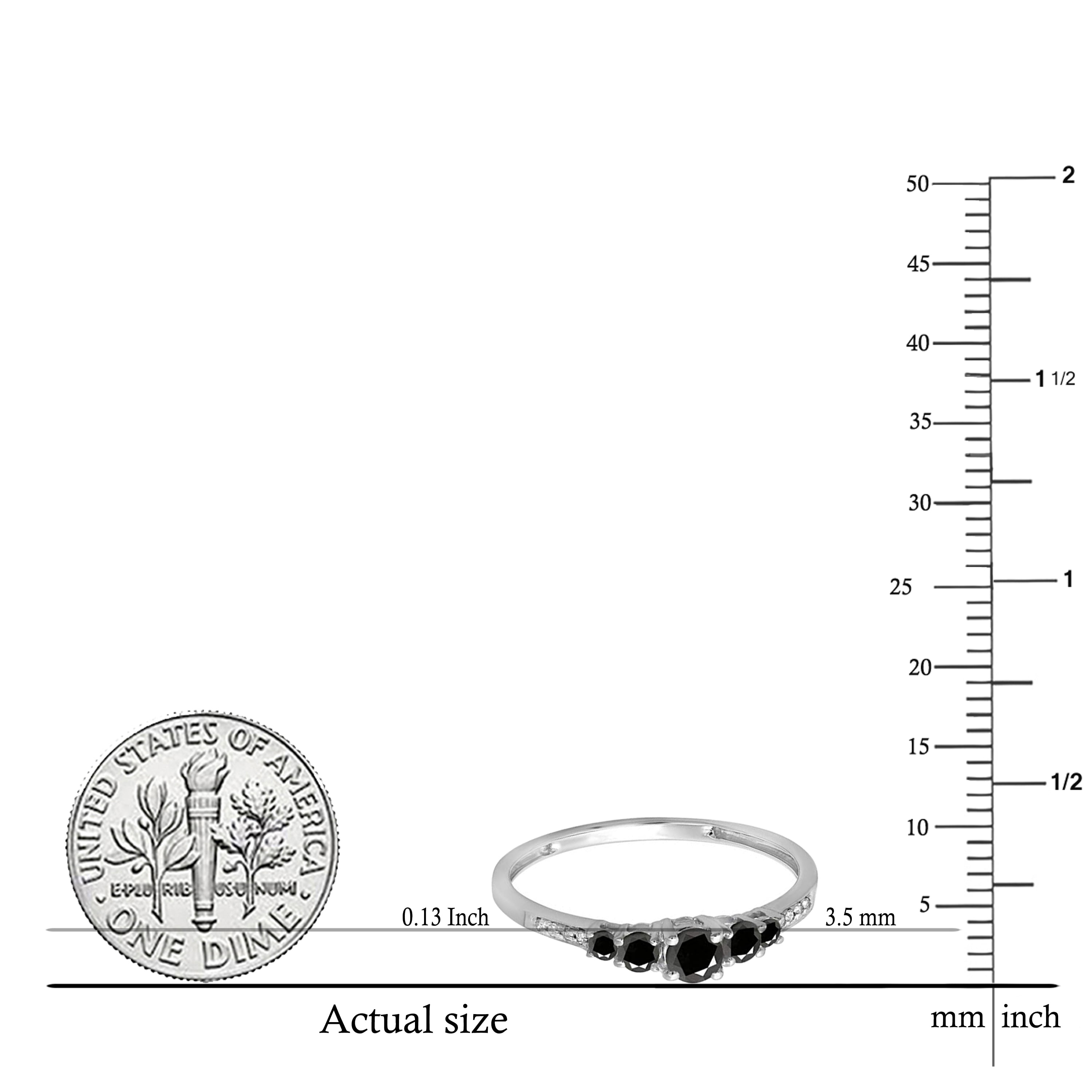 Dazzlingrock Collection 0.40 Carat (ctw) Round Black & White Diamond Bridal 5 Stone Engagement Ring for Women in 14K White Gold, Size 7
