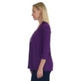 thumbnail image 2 of Simply Ravishing Women's Basic Assymetrical 3/4 Sleeve Open Drape Cardigan, Small, Eggplant, 2 of 4