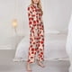 thumbnail image 3 of Balery Red Strawberry Conjunto de Pijama con Estampado para Mujer, Conjunto de Dos Piezas con Manga Larga, Ropa de Dormir Suave con Bolsillos, Pijamas Cómodos-Large, 3 of 7