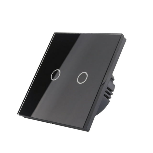 2 Gang 1 Way Glass Panel UK Interruptor de pantalla táctil Negro Yuyangstore Interruptor táctil