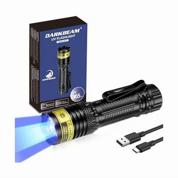 ZC 365nm UV Flashlight Black Light, Mini but Powerful Blacklight USB- C Rechargeable, Focusable Woods Lamp Water Resistant, Detector for Pet Urine, AC Leak Detection, Curing Resin