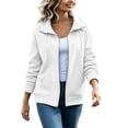 thumbnail image 6 of HappyYEE Women’s Lapel Zip Jacket - Drawstring Long Sleeve Coat Tops with Pockets - Loose Fall Daily Casual Outerwear, 6 of 9