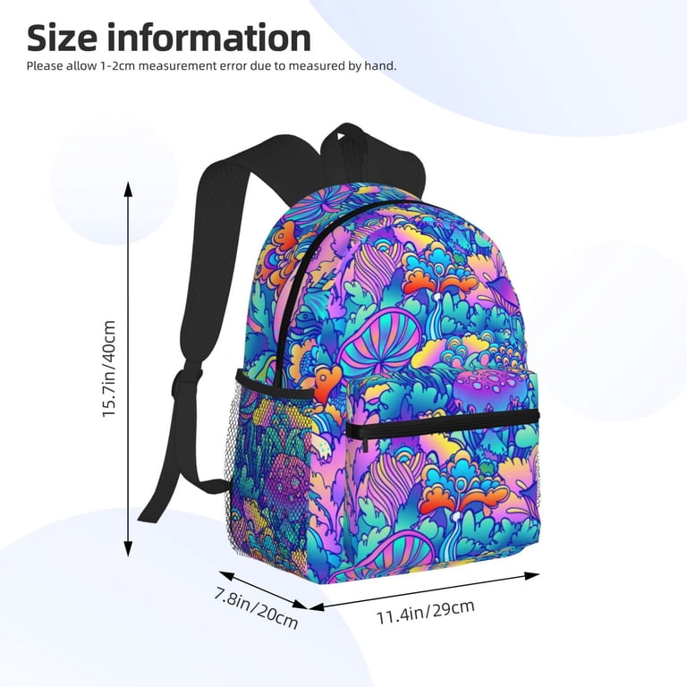 Goofa Colorful Mushrooms Print Casual Backpack for Women Men  display picture 2