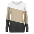 thumbnail image 5 of Craaazy Long Sleeve Loose T-shirt for Women V Neck Tops Color Block Casual Fall Fashion Loose Shirts Tees Gifts, 5 of 5