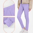 thumbnail image 3 of Teylalorva Leggings for Girls Tight Fleece Lined Yoga Pants Thermal Warm Elastic Waist Comfy Casual Long Trousers（3-13） Purple Size 3T, 3 of 9