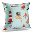 thumbnail image 1 of BOSDECO Abstract Nautical with Sail Rope Starfish Seashell Bird Pillowcase Pillow Cover Cushion Case 18x18 inch, 1 of 1
