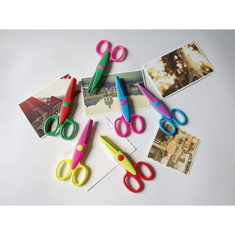 OIAGLH 6pcs/set Professional Scrapbooking Craft Scissors Decorative Edge  Photo Comfortable For Kids DIY Tool Smooth Cut Home School 