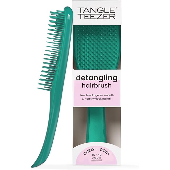 ERDS-Ultimate Detangler Naturally Curly Hair Brush, Dry & Wet Hairbrush, Reduces Frizz & Breakage, for 3C to 4C Curly Hair Types, Aqua Green
