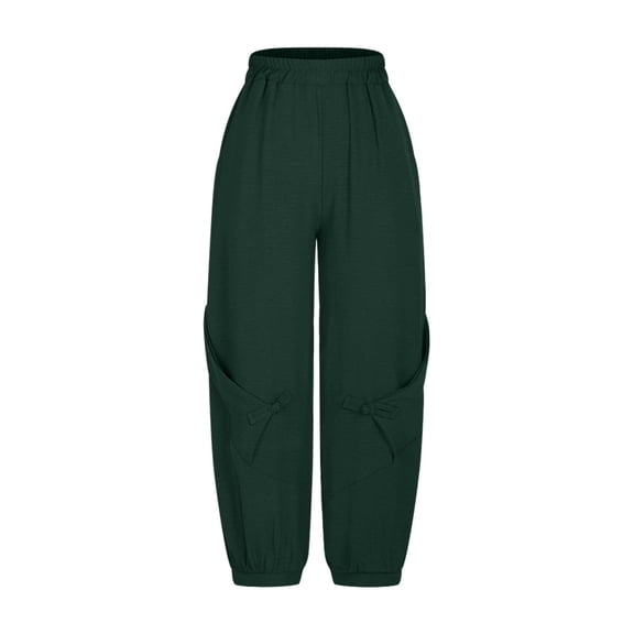 REALiKUN Baggy Casual Pants Women Ankle Trousers High Waist Boho Pants Loose Travel Pants Jogger Pants Comfy Pants