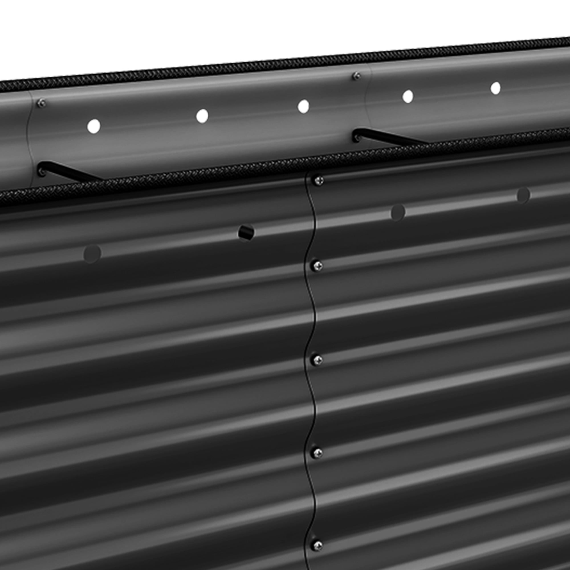 Uforic 17" Tall 9 in 1 Outdoor Raised Garden Bed Kits,8ft x 2ft Large Galvanized Metal Patio Planter Box with Safety Rubber & Gloves, for Vegetables Flowers,Black