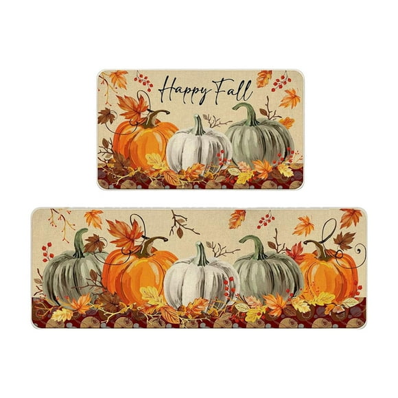 Halloween Bathroom Mat Set 2 Piece Polyester Floor Mats for Home Kitchen and Bath 15.75 in x 23.62 in and 15.75 in x 47.24 in