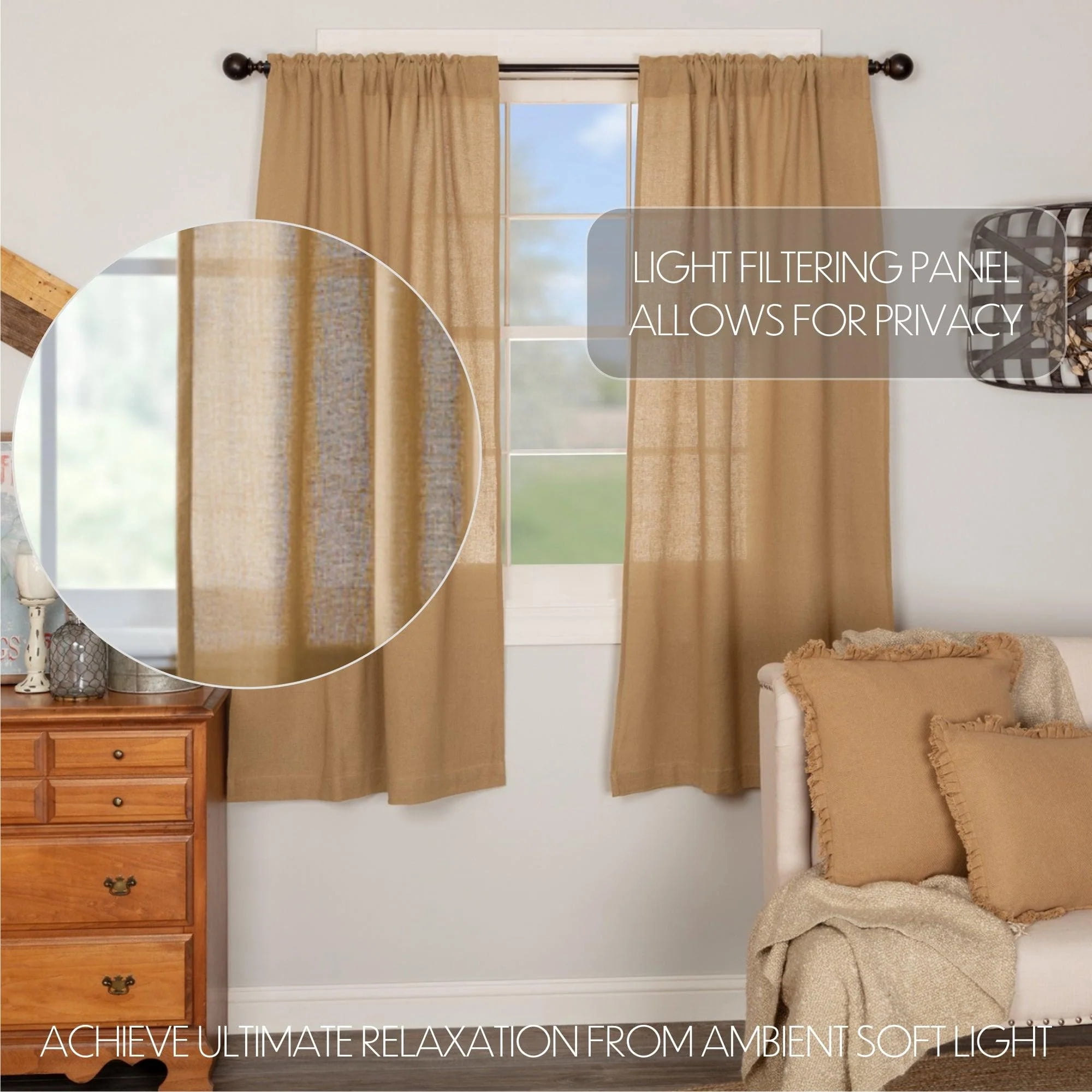 VHC Brands Burlap Curtain Panels - Thumbnail 4