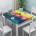 thumbnail image 3 of Colorful Tie Dye Wave Pattern Square Fitted Tablecloth with Elastic Edge,Square Table Cover,Washable Elastic Table Cover for Home Kitchen Party Decor 36"x36", 3 of 6
