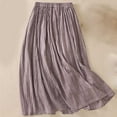 thumbnail image 6 of Maoxin Women's Skirts Women's Summer Solid Embroidery Elastic Waist Linen Ankle Skirt ,Purple,2XL, 6 of 7