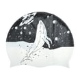thumbnail image 1 of Gorro de natación impermeable de silicona con impresión Kunpeng 1 Pc Negro Blanco, 1 of 5