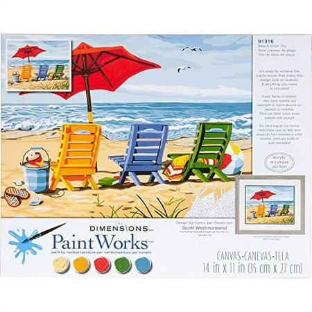 UPC: 0088677913168 | Dimensions Beach Chair Trio Paint by Numbers for Adults  14   W x 11   L