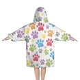 thumbnail image 2 of White Dog Paw Footprint Blanket Hoodies for Kids 6-13YR Oversize Wearable Blanket Hoodies for Boys Girls Teens, 2 of 7