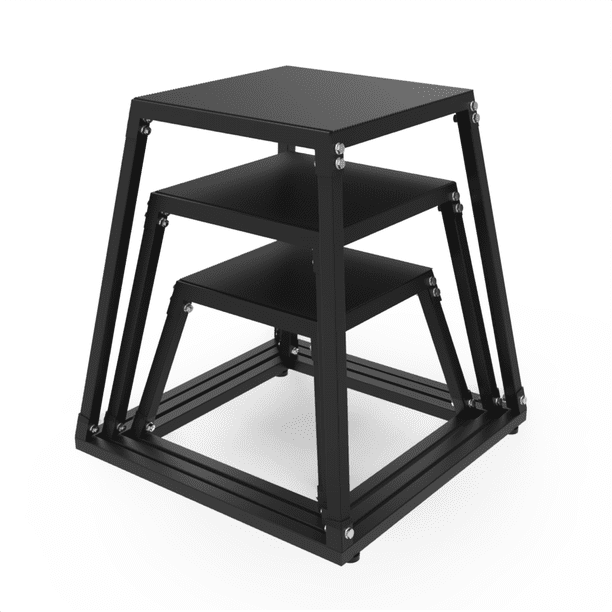 Yeshouse 12+18+24in Plyometric JumpingBox, Steel Plyo Box for Exercise,Steel Plyometric Platform and JumpingBox, Anti-Slip Fitness Exercise Step Up Box for Home Gym Training