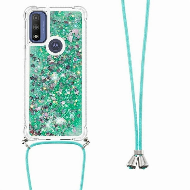 Funda FOXDOCK para Motorola Moto G Pure con Cuerda Ajustable, Brillo Líquido, Protección Antigolpes y Lente – Ideal para Regalo