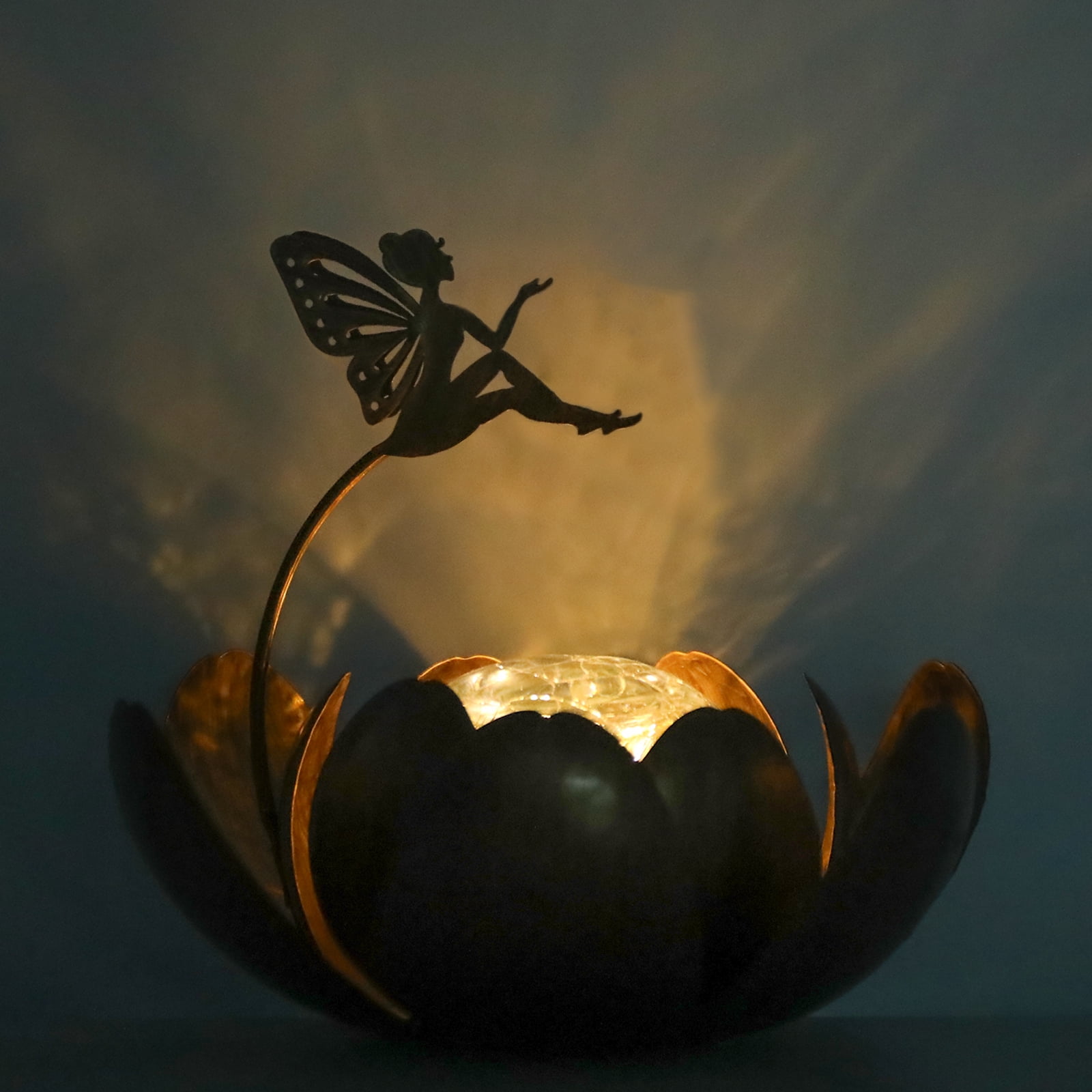 Wonder Garden Solar Lotus Light Decor Outdoor Fairy Garden Lights,Lotus Metal Flower Light for Pathway, Patio, Yard, Walkway
