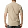 thumbnail image 5 of IYTR Mens Linen Shirts Patchwork Short Sleeve T Shirts 5-button Stand Collar Comfortable Lightweight Daily Work Shirts With Pocket Casual Summer Comfy Khaki L, 5 of 6