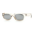 thumbnail image 4 of Womens Narrow Rectangle Silver Mirror Lens Mod Bevel Plastic Sunglasses Peach, 4 of 8