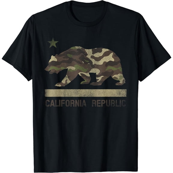 Camouflage California Flag Bear Star Cali LA TShirt T-Shirt