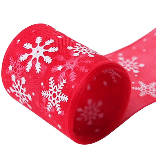 Coofit 25 Yard Snowflake Christmas Ribbon DIY Snowflake Organza Ribbon Gift Wrap Ribbon