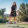 thumbnail image 3 of COEQINE Colorful Paw Print Black Pattern Women's Tennis Dress with Collared Design Sleeveless Breathable Zip Up Exercise Dresses with Shorts 2 Pockets Golf Outfits with 2 Piece Set, XS, 3 of 7