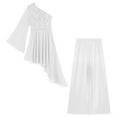 thumbnail image 3 of TiaoBug Womens Liturgical Worship Praise Lyrical Dance Outfits Single Sleeve Dress with Wide Leg Pants Ivory XL, 3 of 7