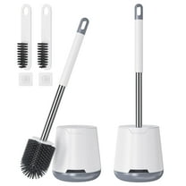 Treamon Silicone Toilet Brush and Caddy Holder Set, 2 Pack Toilet Bowl Brush for Bathroom, with Small Cleaning Brush Scrubber
